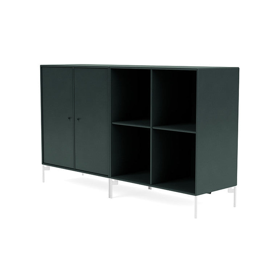 Coppia Montana Classic Sideboard con gambe, giada nera/Biancaneve