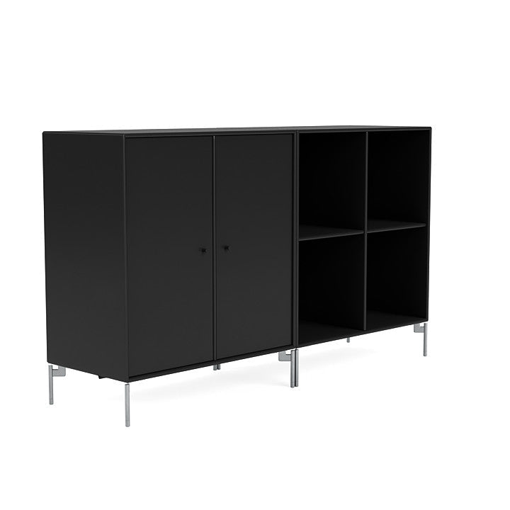 Montana Paar klassisches Sideboard mit Beinen, Schwarz/Matt Chrom