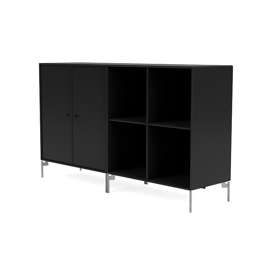 Montana Par Sideboard clásico con piernas, Black/Matt Chrome