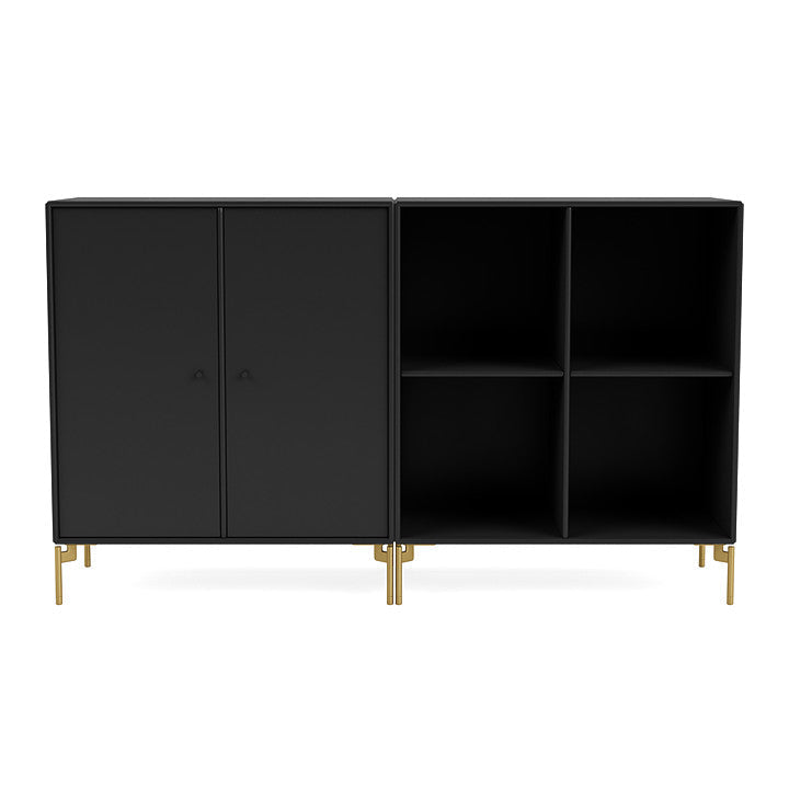 Montana Paar klassisches Sideboard mit Beinen, Schwarz/Messing