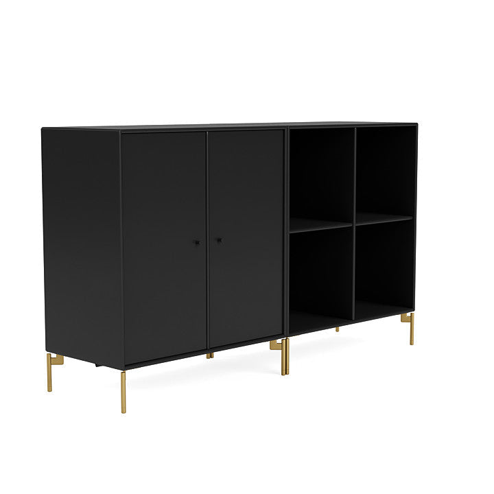 Montana Paar klassisches Sideboard mit Beinen, Schwarz/Messing