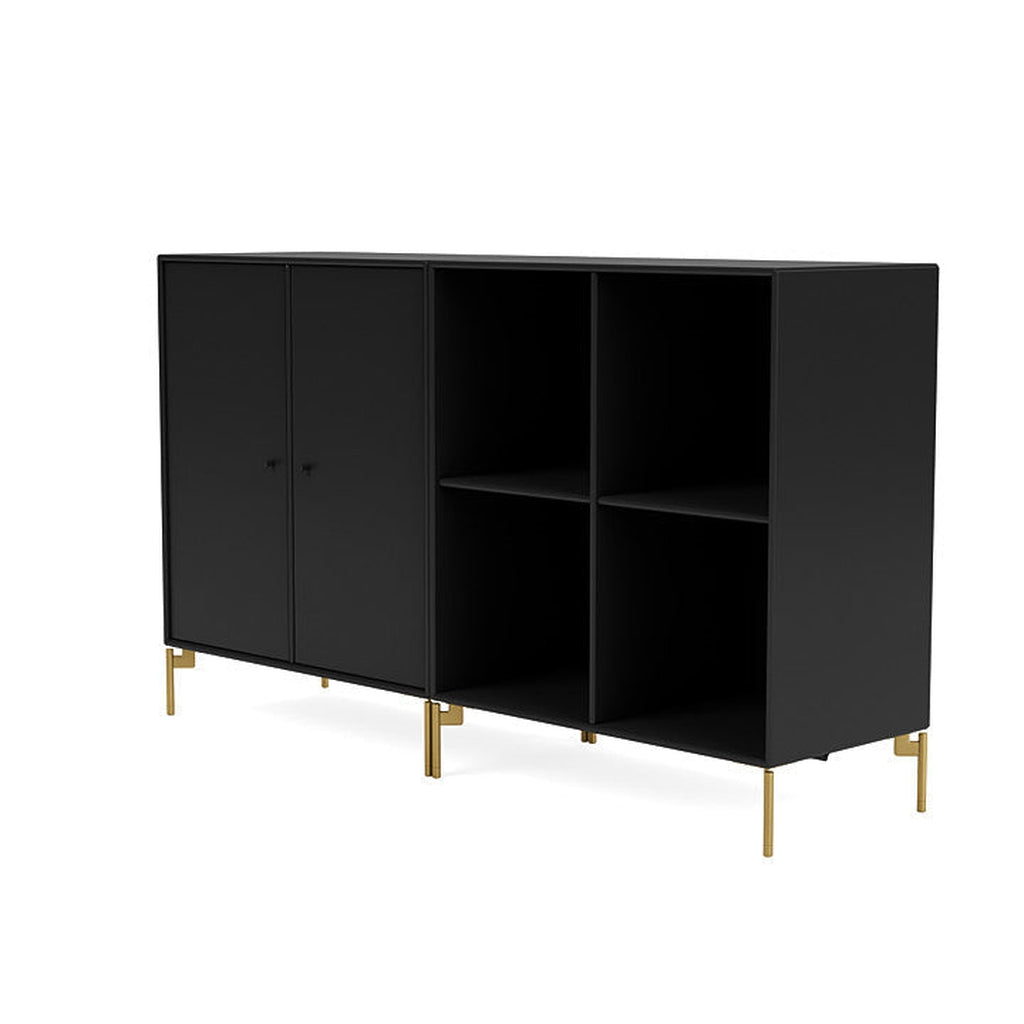 Coppia Montana Classic Sideboard con gambe, nero/ottone