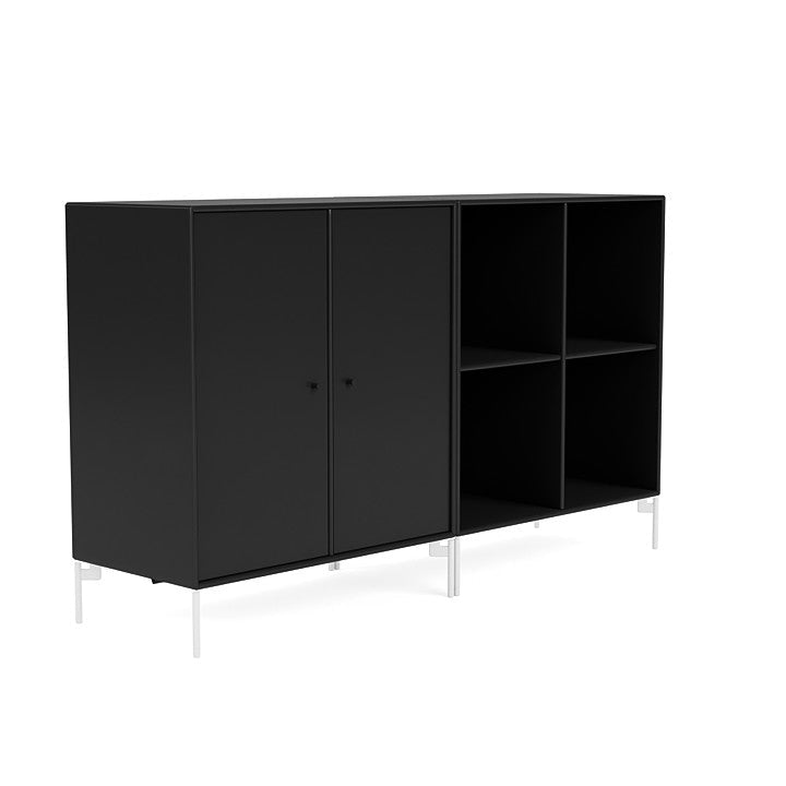 Montana Paar klassisches Sideboard mit Beinen, schwarz/schneeweiß