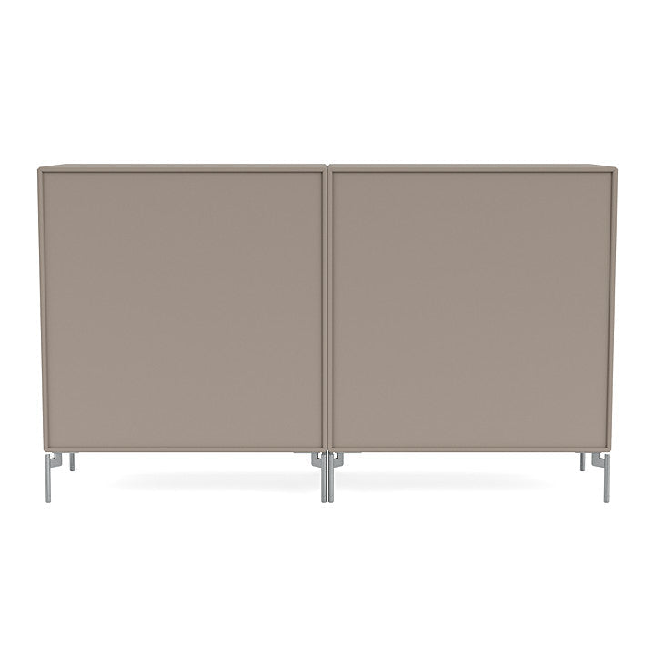 Montana Paar klassisches Sideboard mit Beinen, Trüffel/Matt Chrom