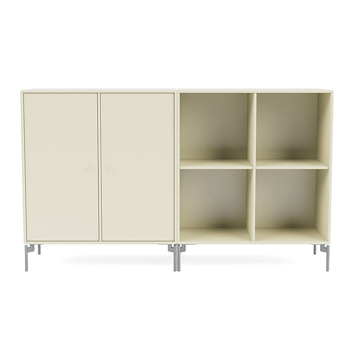 Montana Paar klassisches Sideboard mit Beinen, Vanille/Matt Chrom