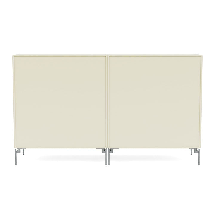 Montana Paar klassisches Sideboard mit Beinen, Vanille/Matt Chrom