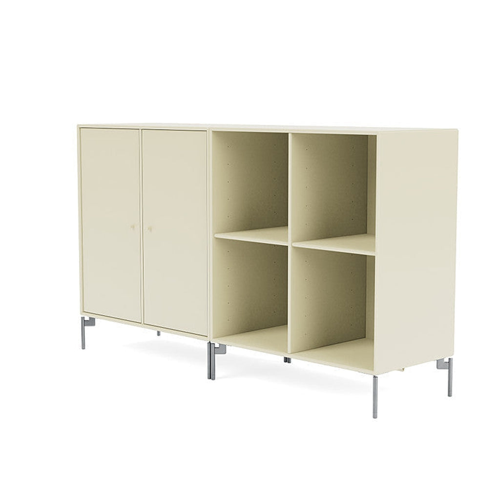 Montana Par Sideboard clásico con piernas, Vanilla/Matt Chrome