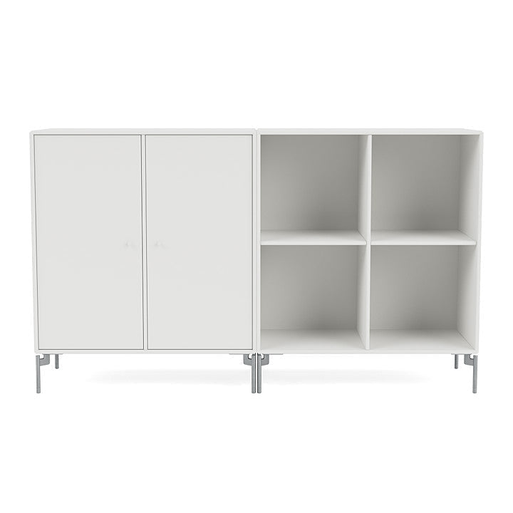 Montana Pair Classic Sideboard With Legs, White/Matt Chrome