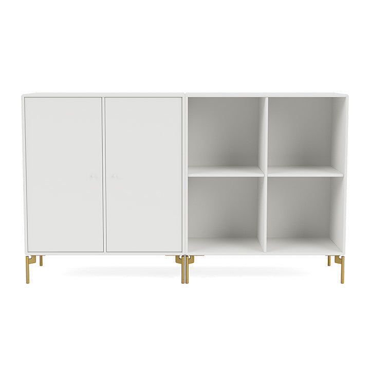 Coppia Montana Classic Sideboard con gambe, bianco/ottone