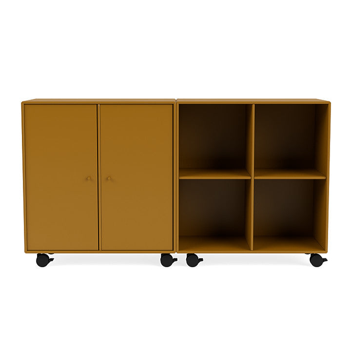 Montana paar klassiek dressoir met castors, ambergeel