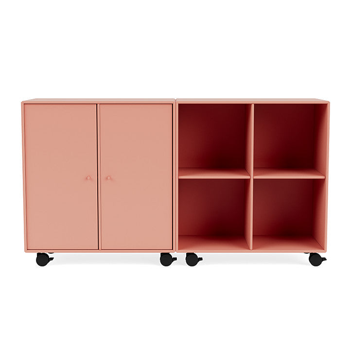 Montana -Paar klassisches Sideboard mit Castors, Rhabarberrot