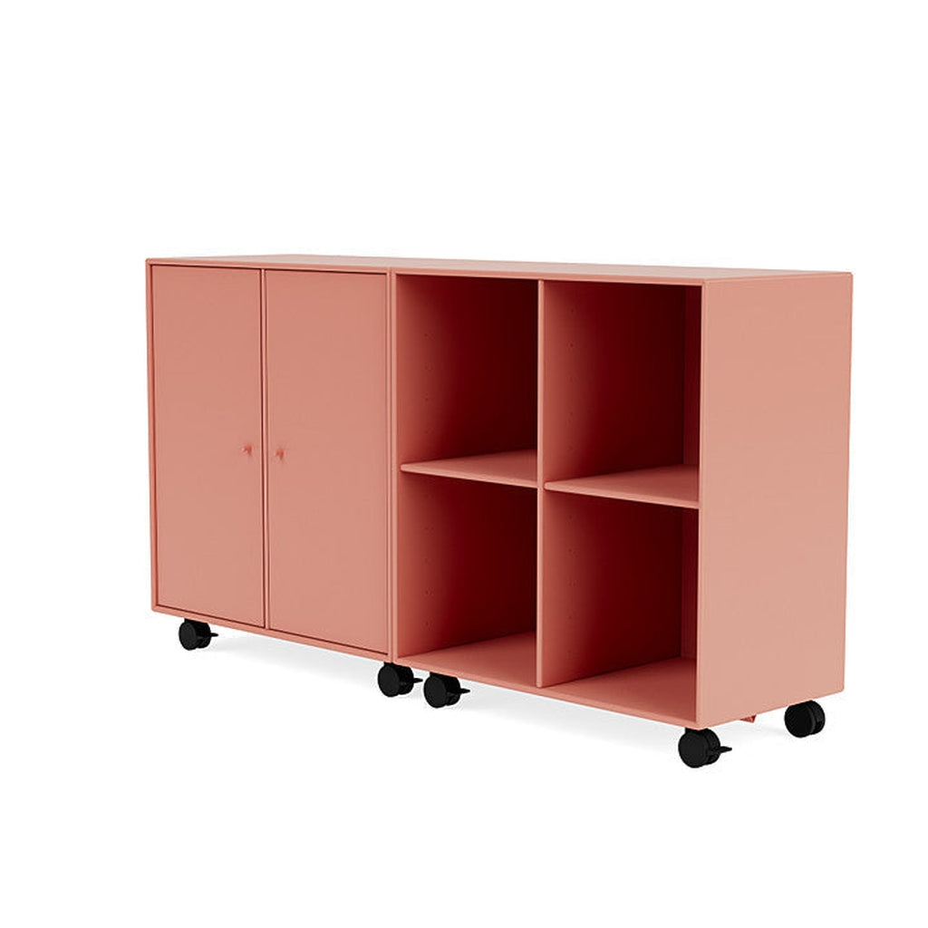 Montana -Paar klassisches Sideboard mit Castors, Rhabarberrot