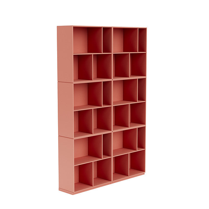 Montana lees de ruime boekenplank met 3 cm plint, rabarber rood