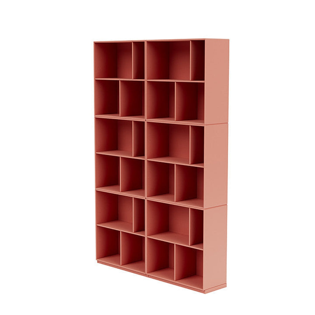 Montana lees de ruime boekenplank met 3 cm plint, rabarber rood