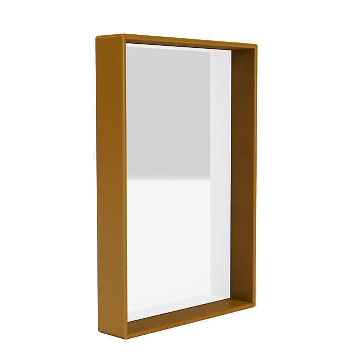 Montana Shelfie Mirror med hyldestamme, Amber Yellow