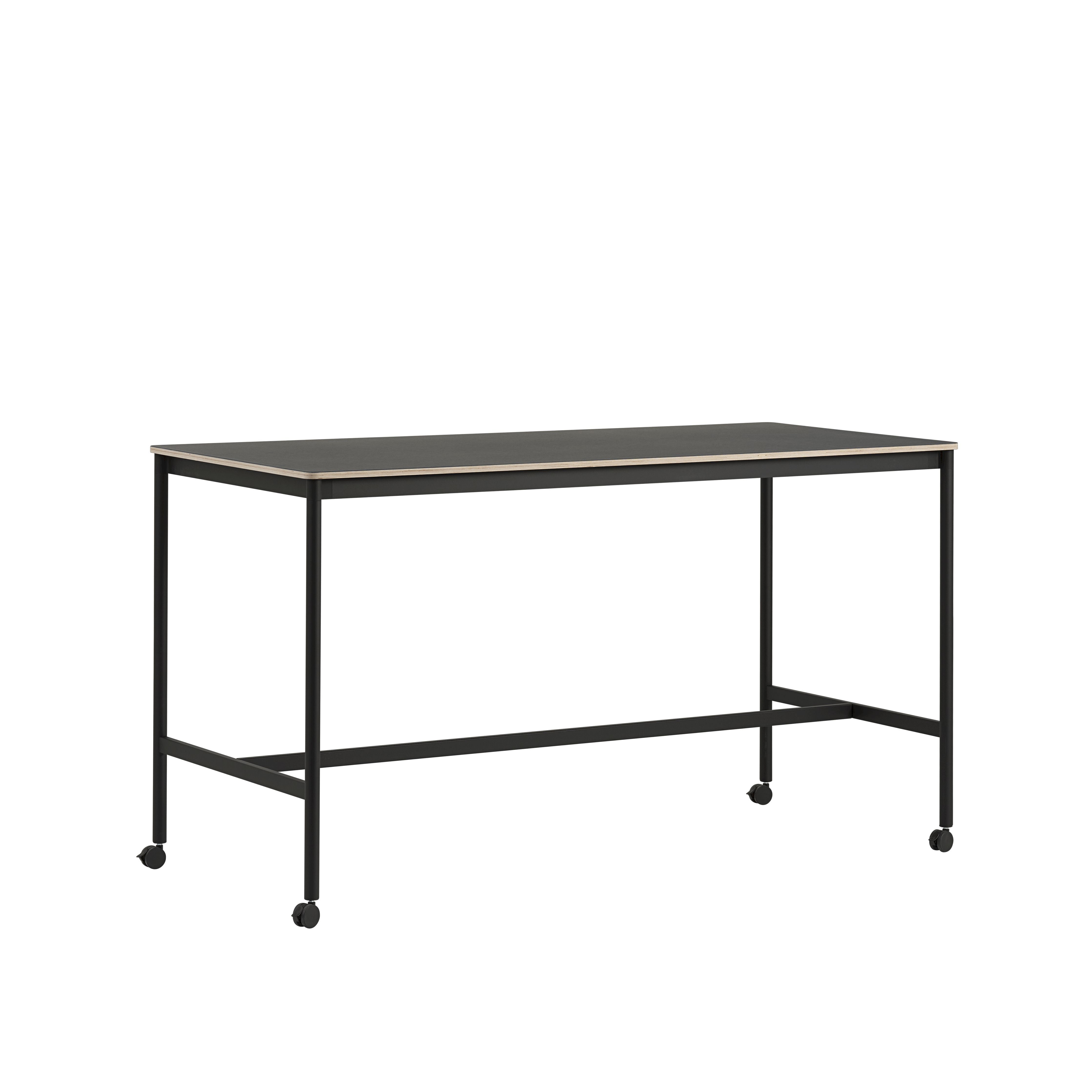 Muuto Base High Table M. Rolls 190x85x105 cm, linoléum noir / contreplaqué noir
