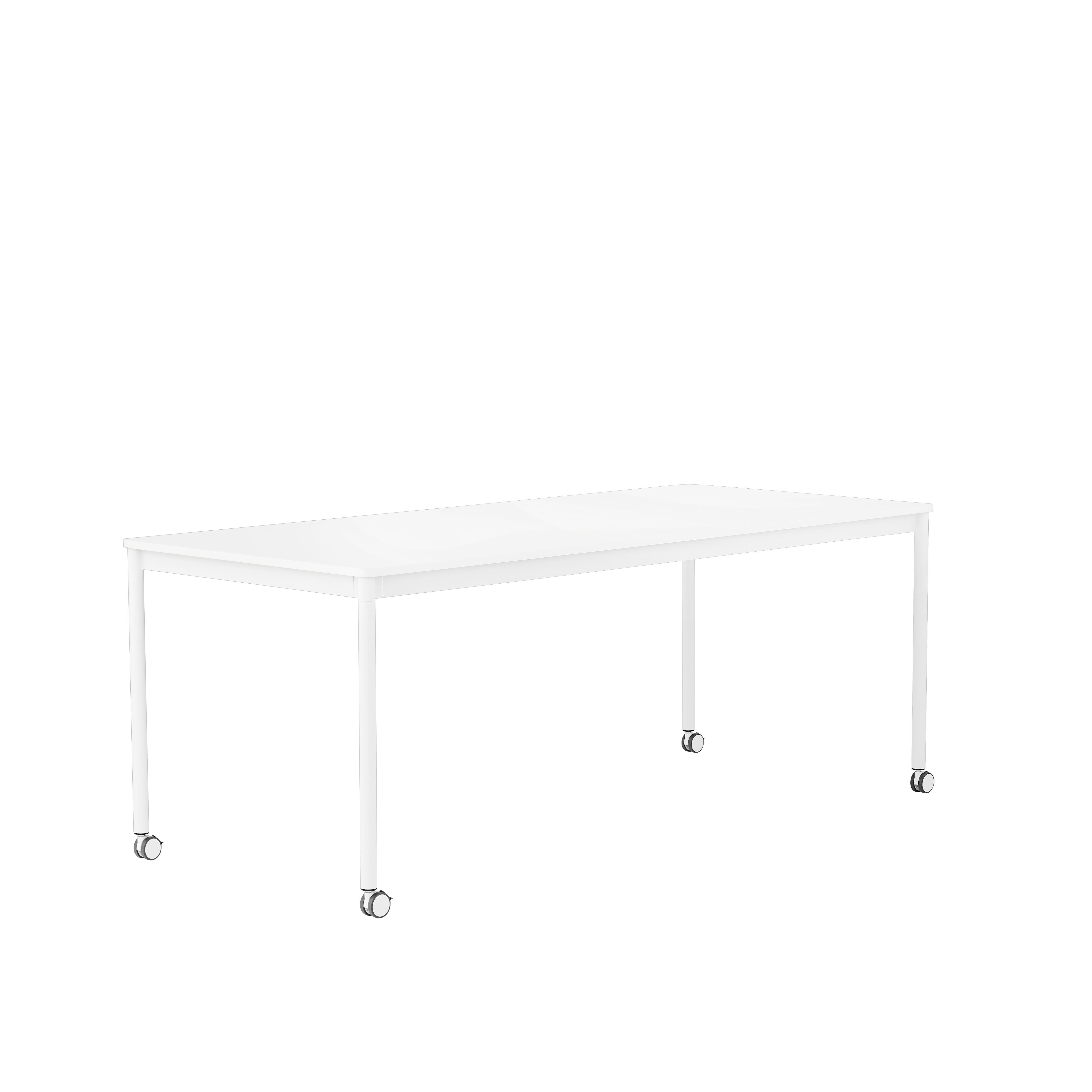 Muuto Base High Table M. Ruller 190x85x105 cm, hvid laminat/hvid ramme