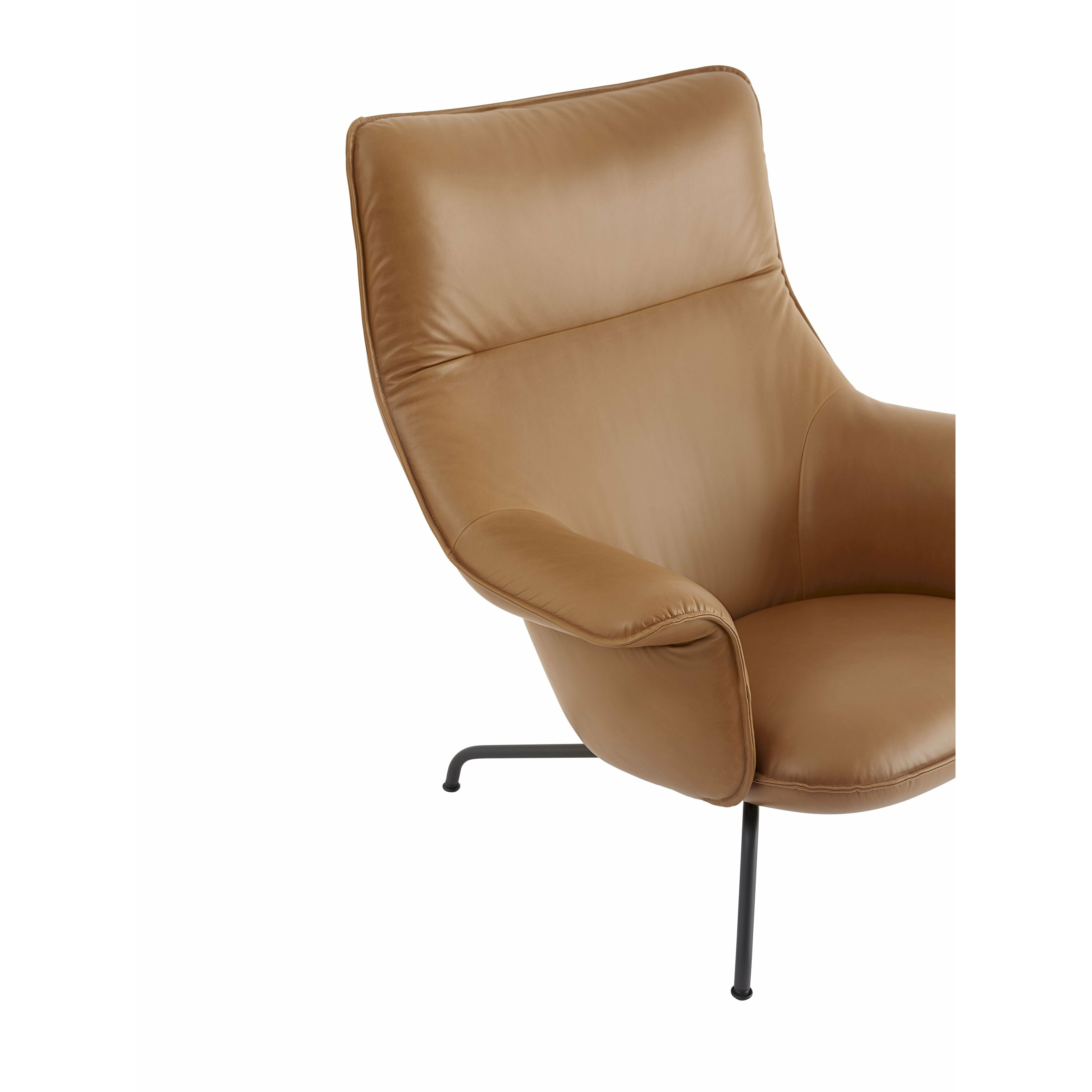 Muuto Doze Lounge Chair Cuir, Cognac / Anthracite Black