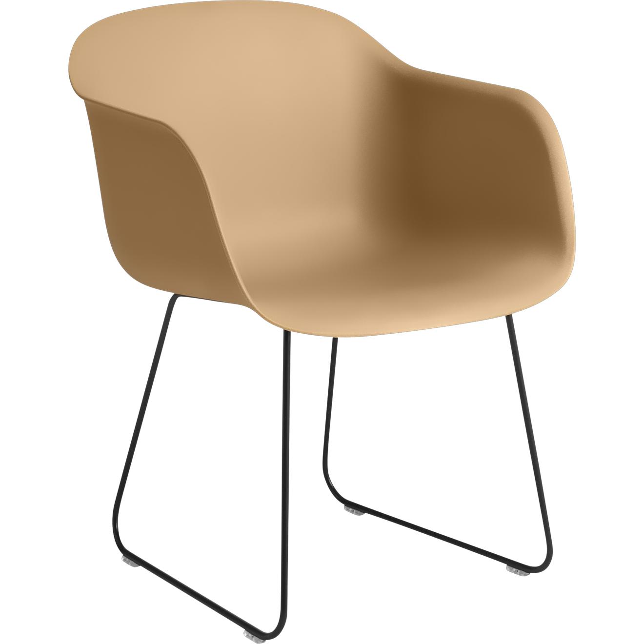 Base de trineo de sillón de fibra Muuto, asiento de fibra, marrón/negro