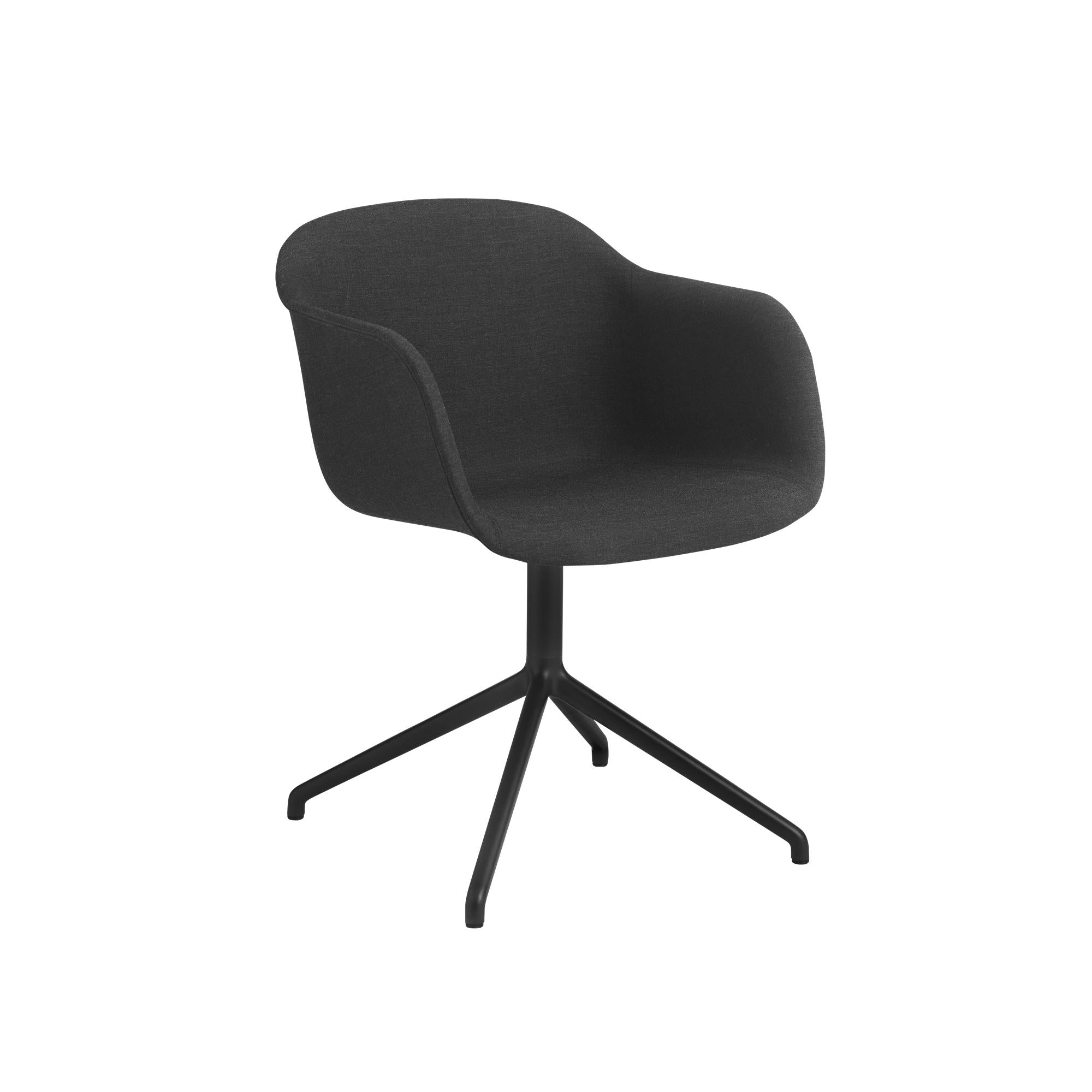Base giratoria de sillón de fibra muuto, asiento de tela, negro