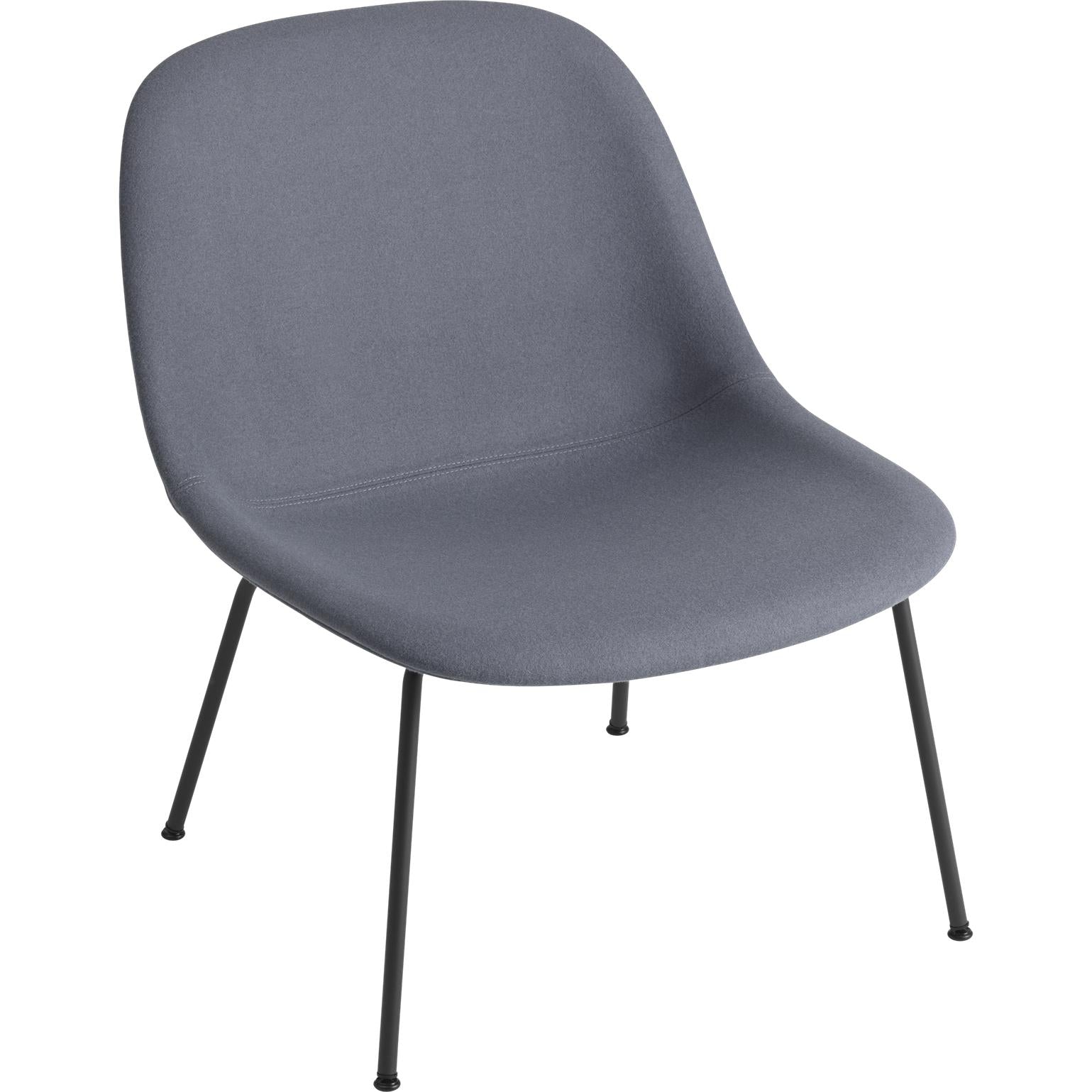 Muuto Fiber Lounge stoelbuisbasis, stoffen stoel, zwart/ divina 154