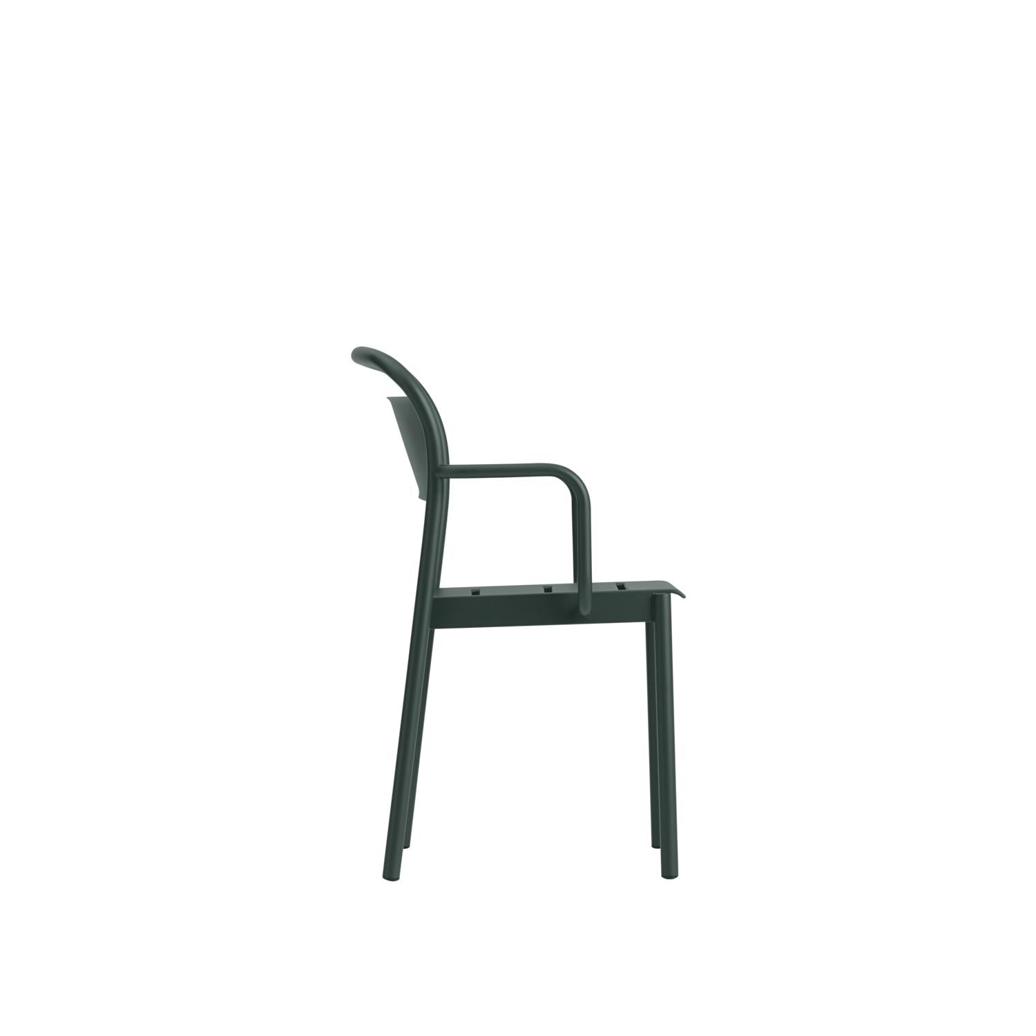 Muuto Lineair stalen fauteuil, donkergroen