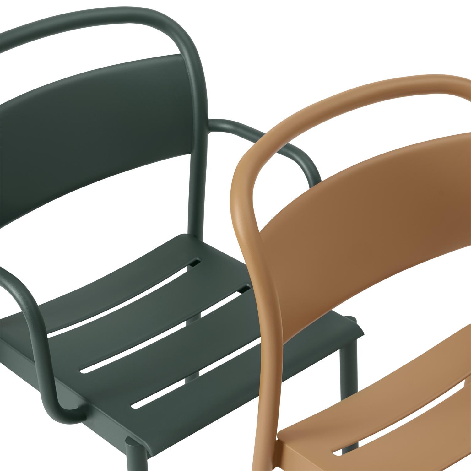 Muuto Lineair stalen fauteuil, donkergroen