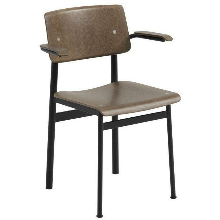 Muuto Loftstoel met armleuning, bruin gekleurd eik/zwart