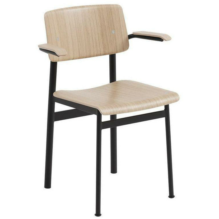 Muuto Loftstoel met armleuning, eiken/zwart