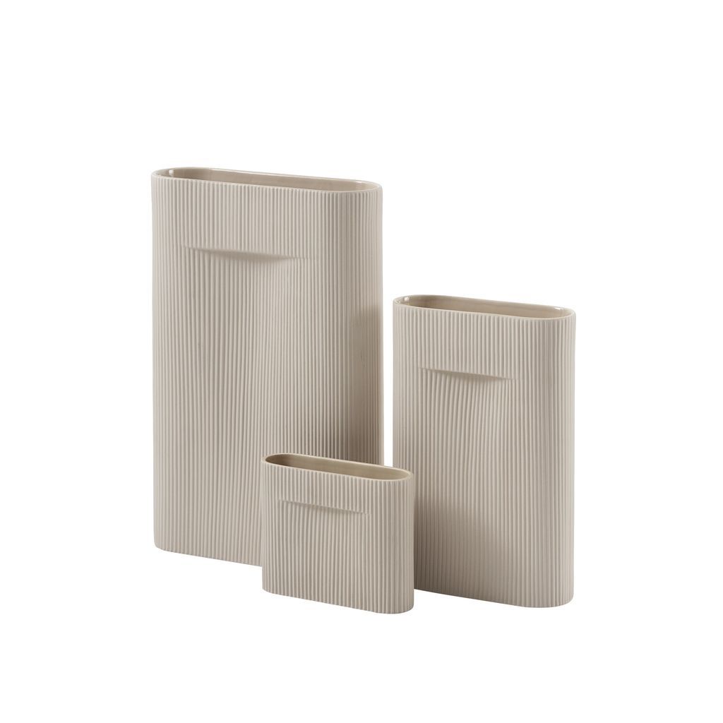 Skift Ridge Vase H 16,5 cm, beige