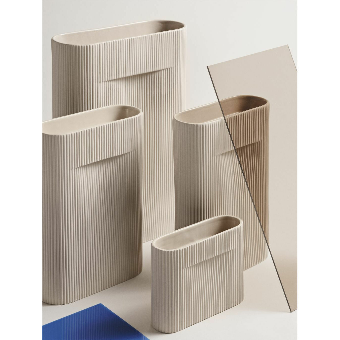 Skift Ridge Vase H 16,5 cm, beige