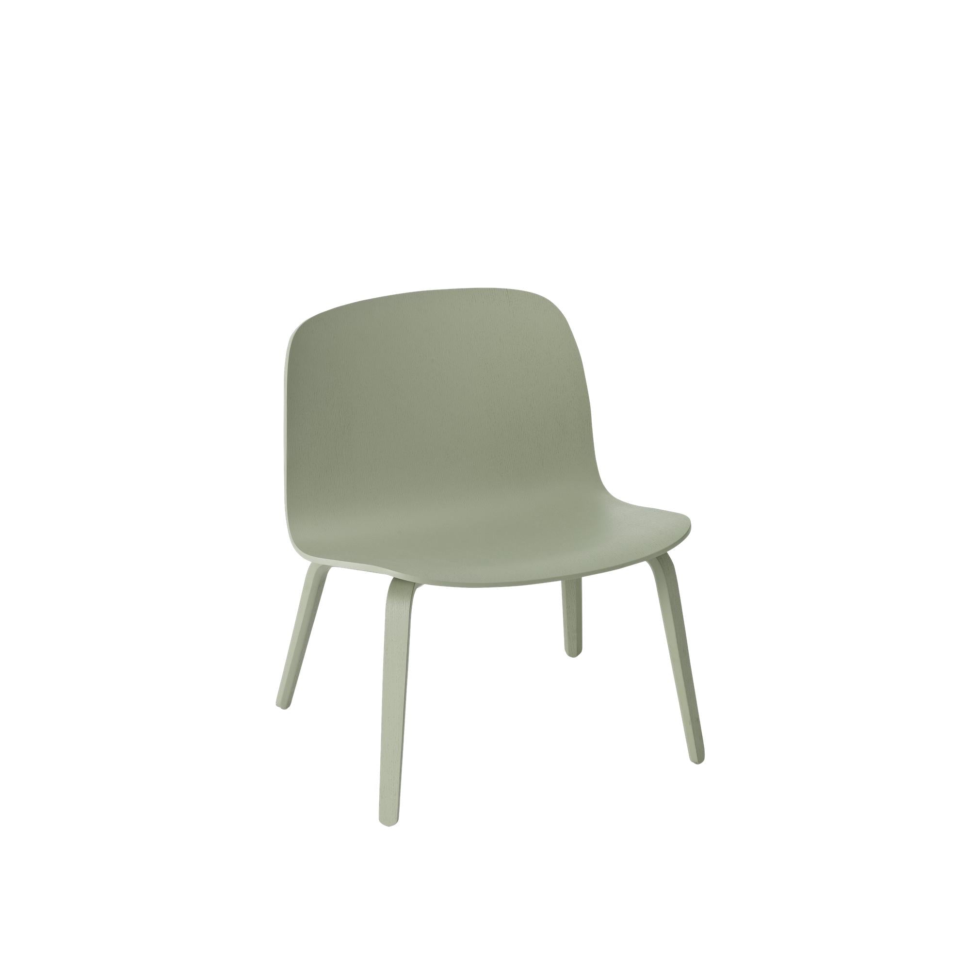 Muuto Visu lounge stoel houten benen, houten stoel, stoffig groen