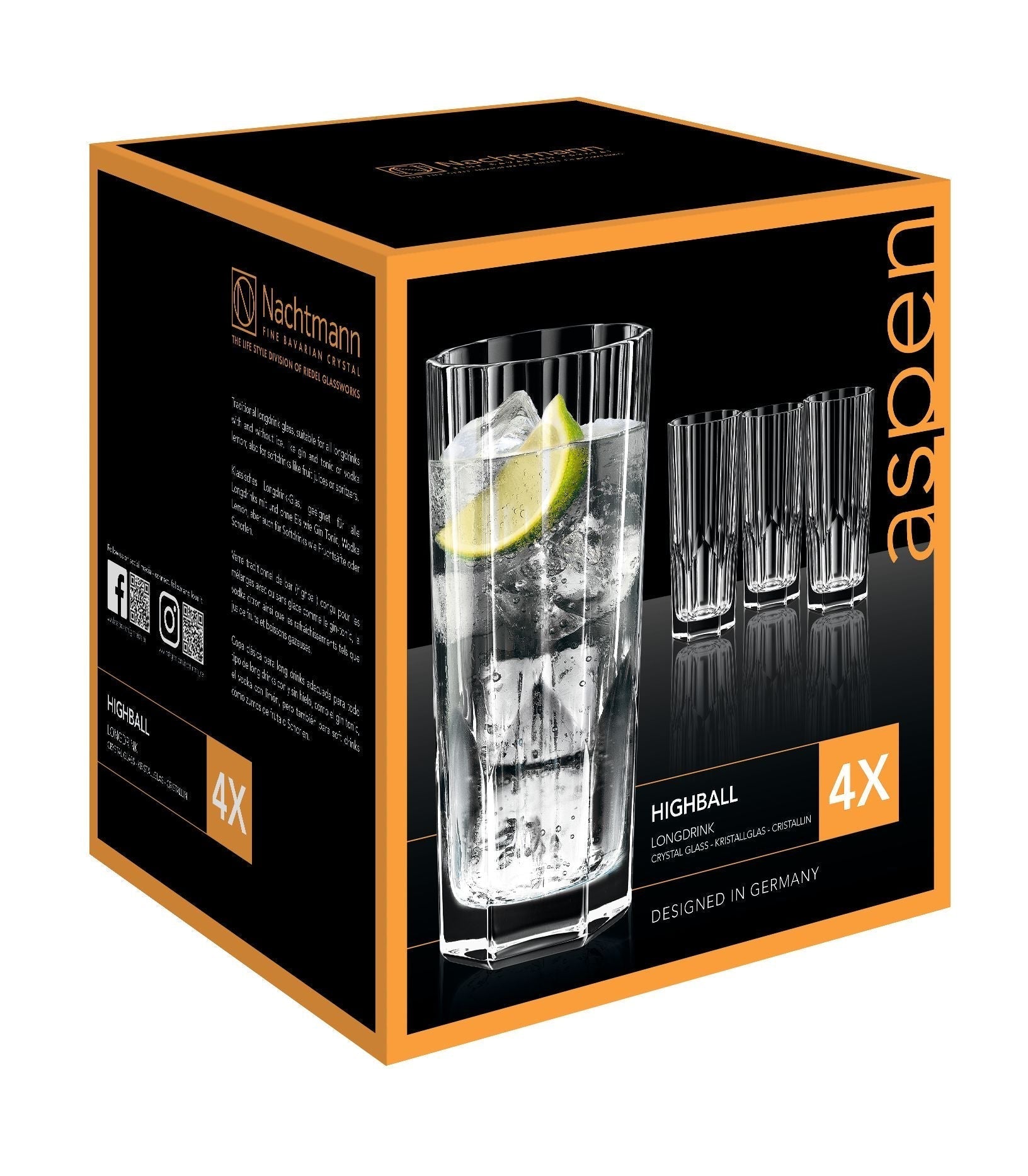 Nachtmann Aspen Long Drink Glas 309 ml, 4er-Set