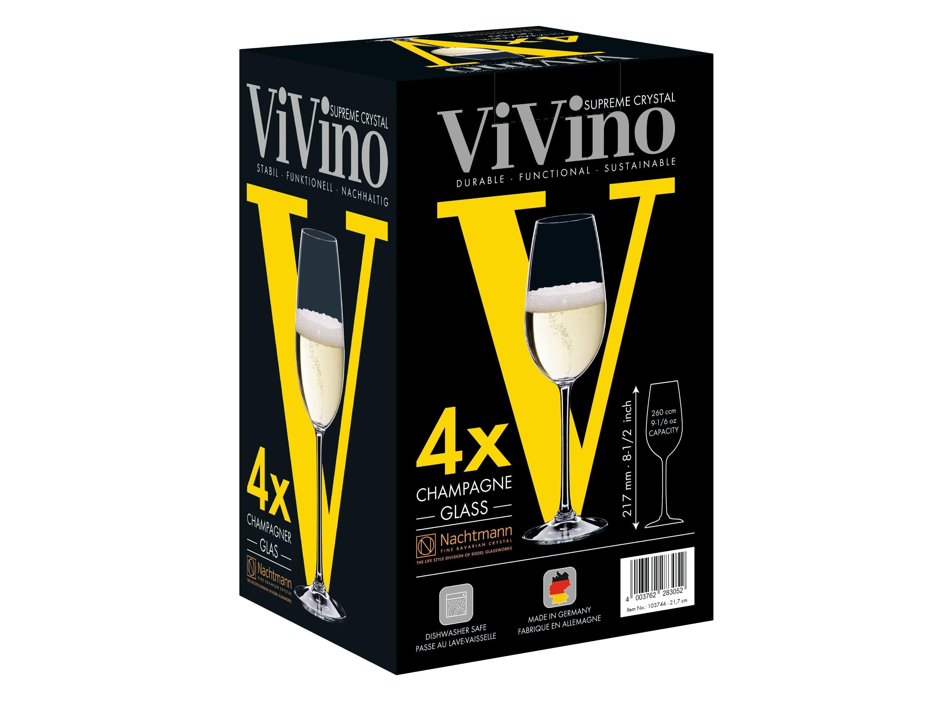 Nachtmann VI Vino Champagne Glass 260 ml, sett med 4