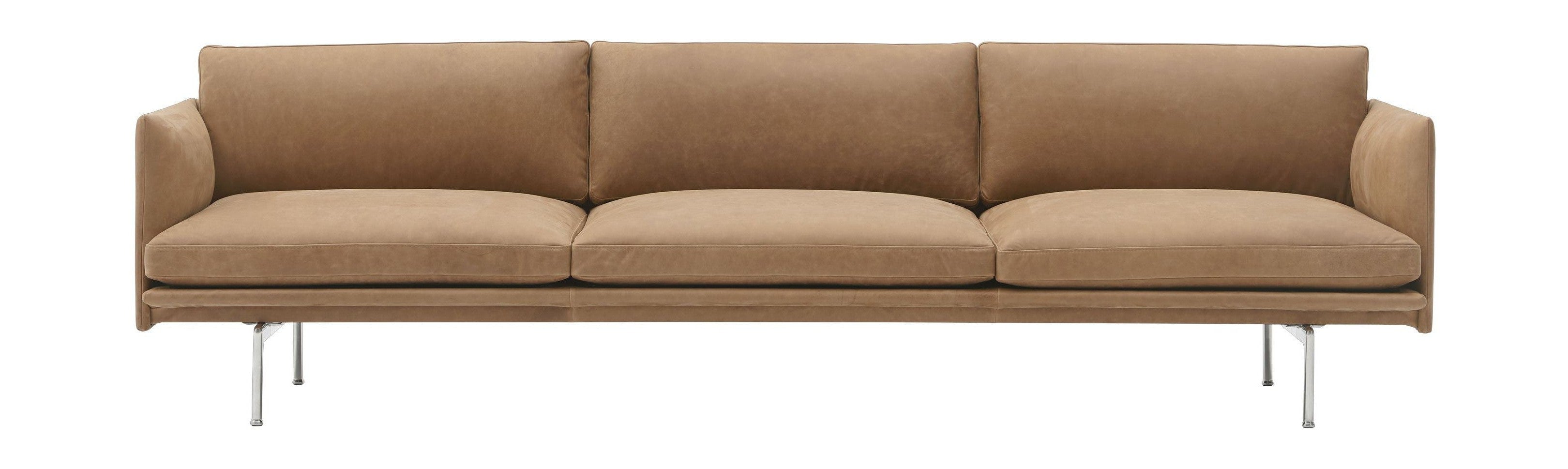 Muuto Oversigt Sofa 3 -sæder Grace Leather, Camel/Aluminium