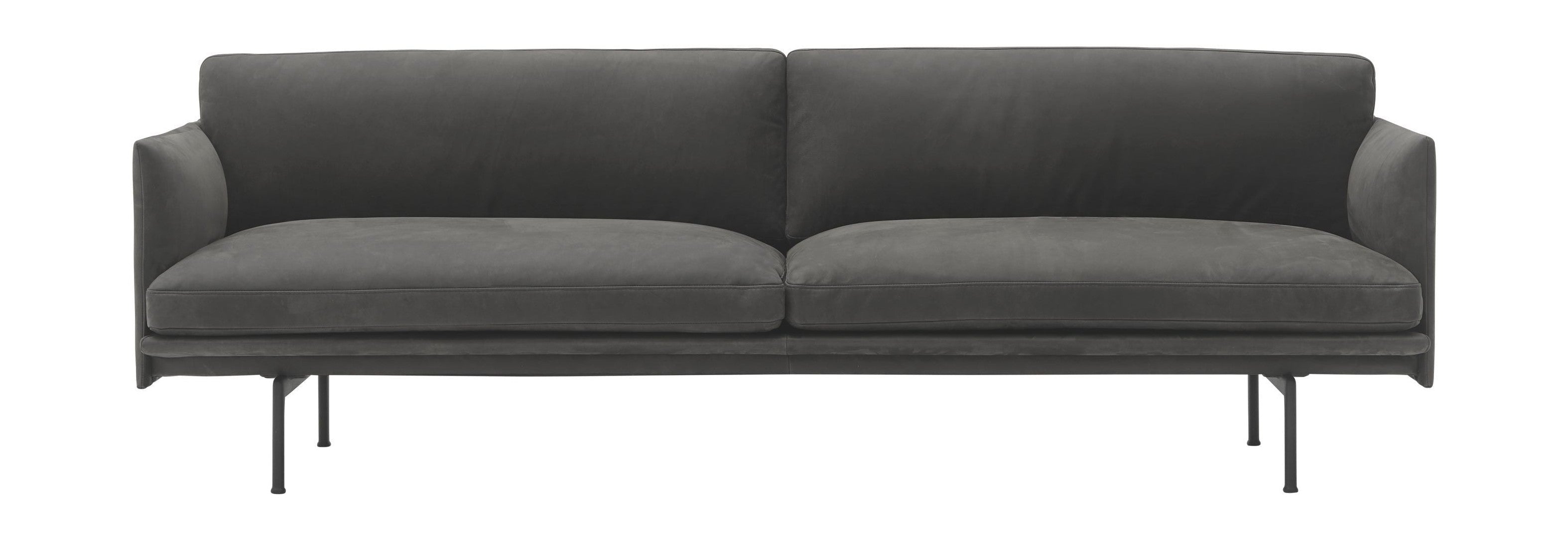 Muuto Ääriviivat sohva 3 -paikkainen armo nahka, harmaa/musta