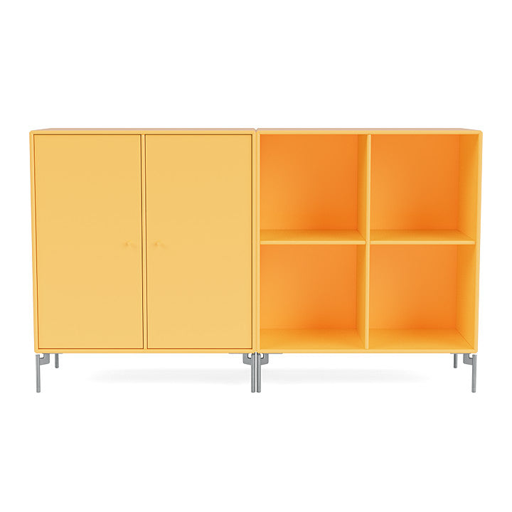 Montana coppia classica sideboard con gambe, Acacia/Matt Chrome