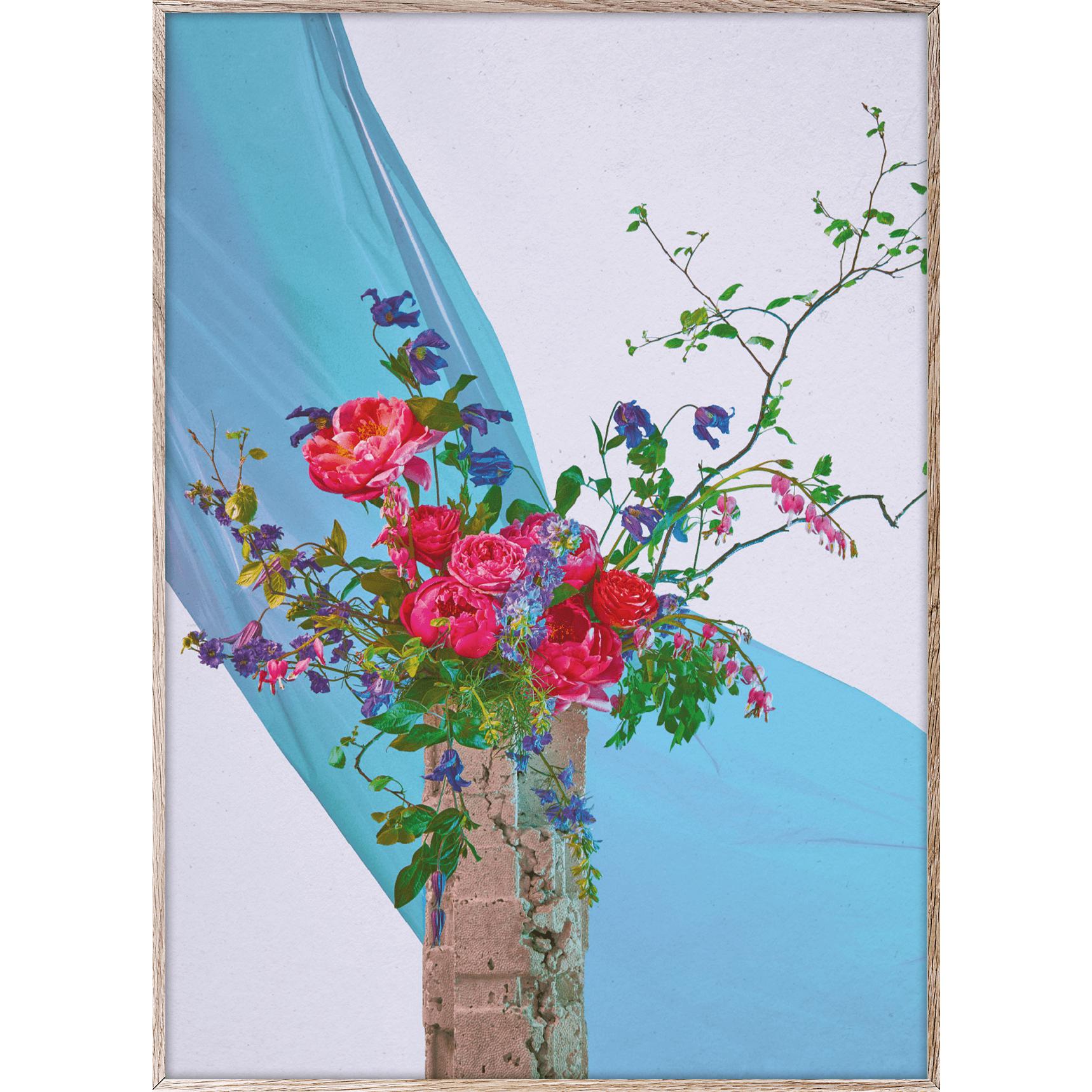 Pappírssamkeppni Bloom 05 veggspjald 50x70 cm, grænblár