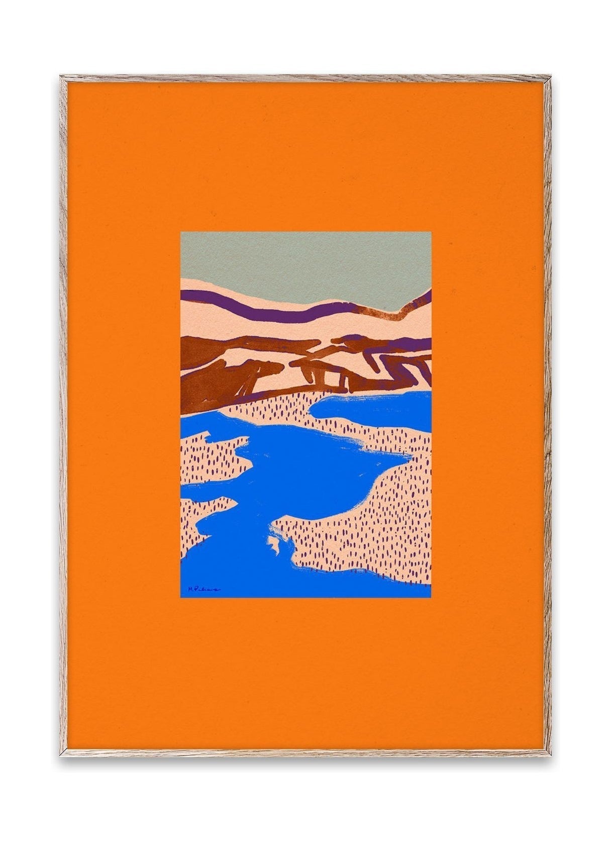 Paper Collective Blaue Landschaft Poster, 30x40 Cm