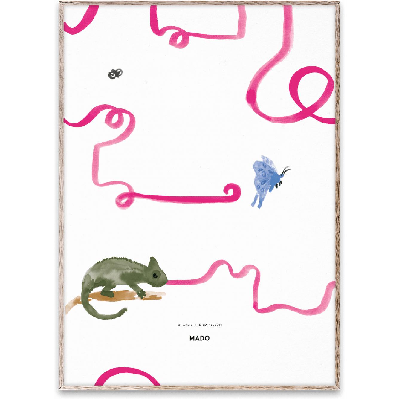 Paper Collective Charlie the Chameleon -plakaten, 50x70 cm