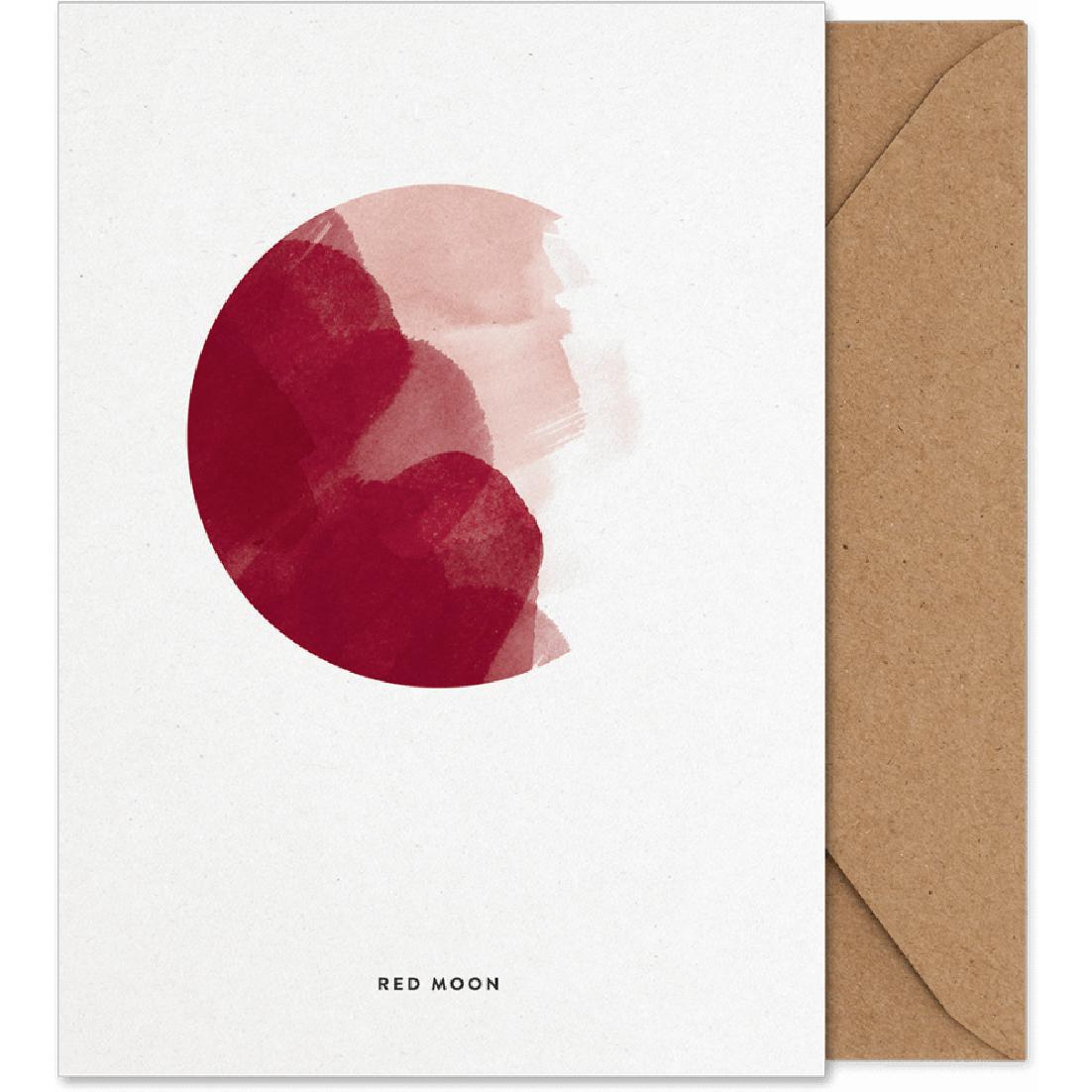 Tarjeta de arte de papel de luna roja colectiva de papel