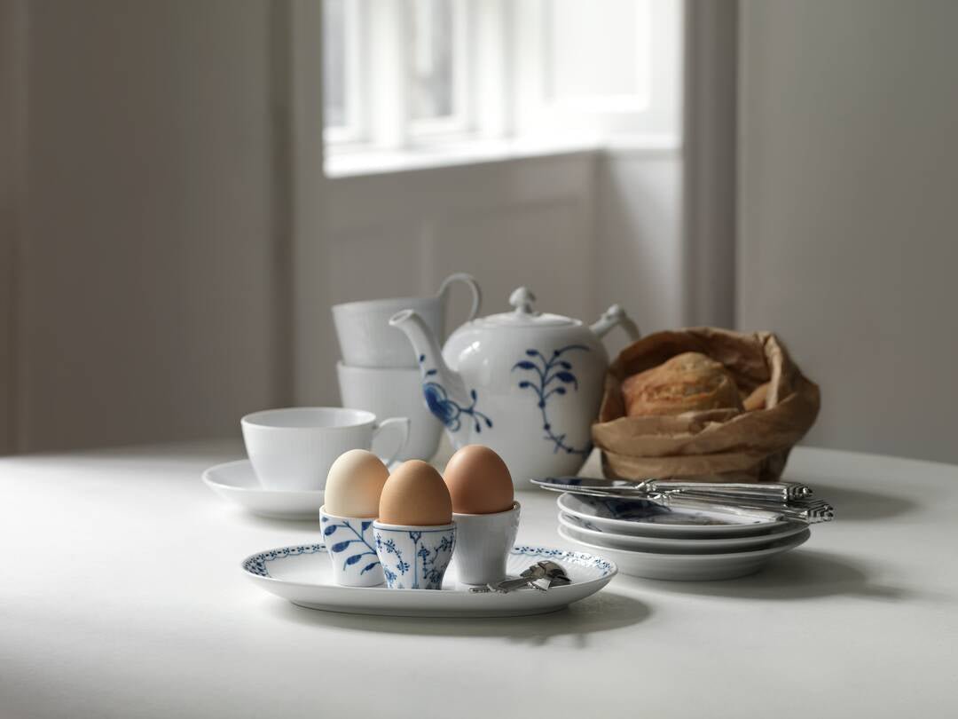Royal Copenhagen Blue Flutsed Plain Egg Cup Set, 3 stykker