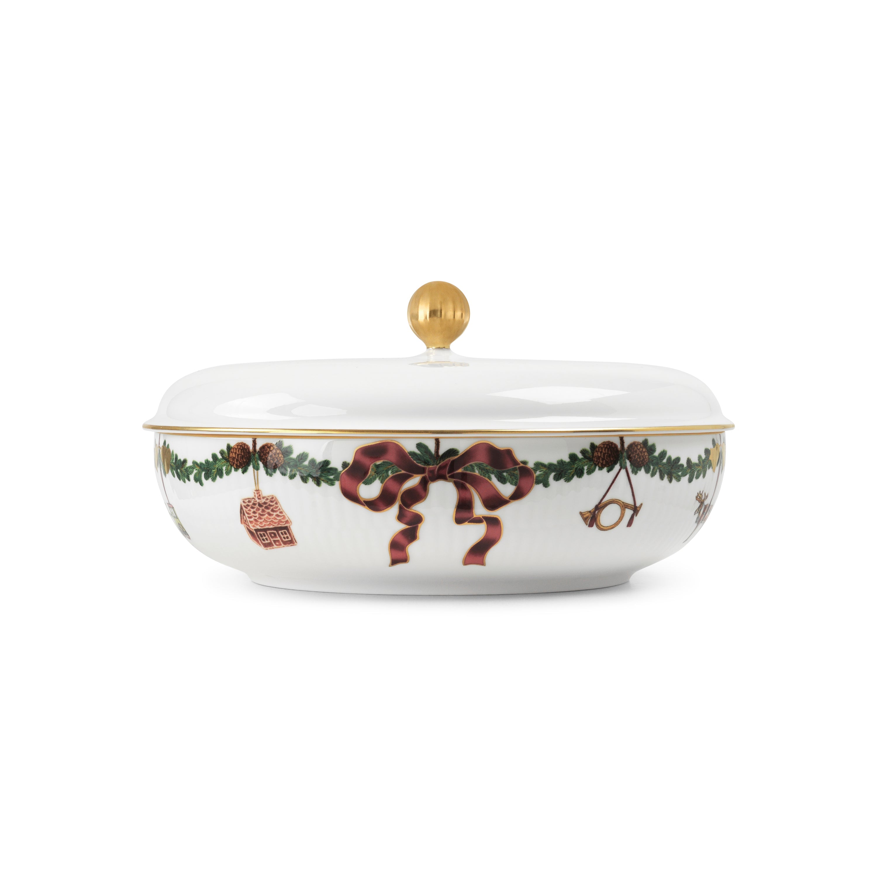 Royal Copenhagen Star Fluted Christmas Serving Bowl med lock, 21 cm