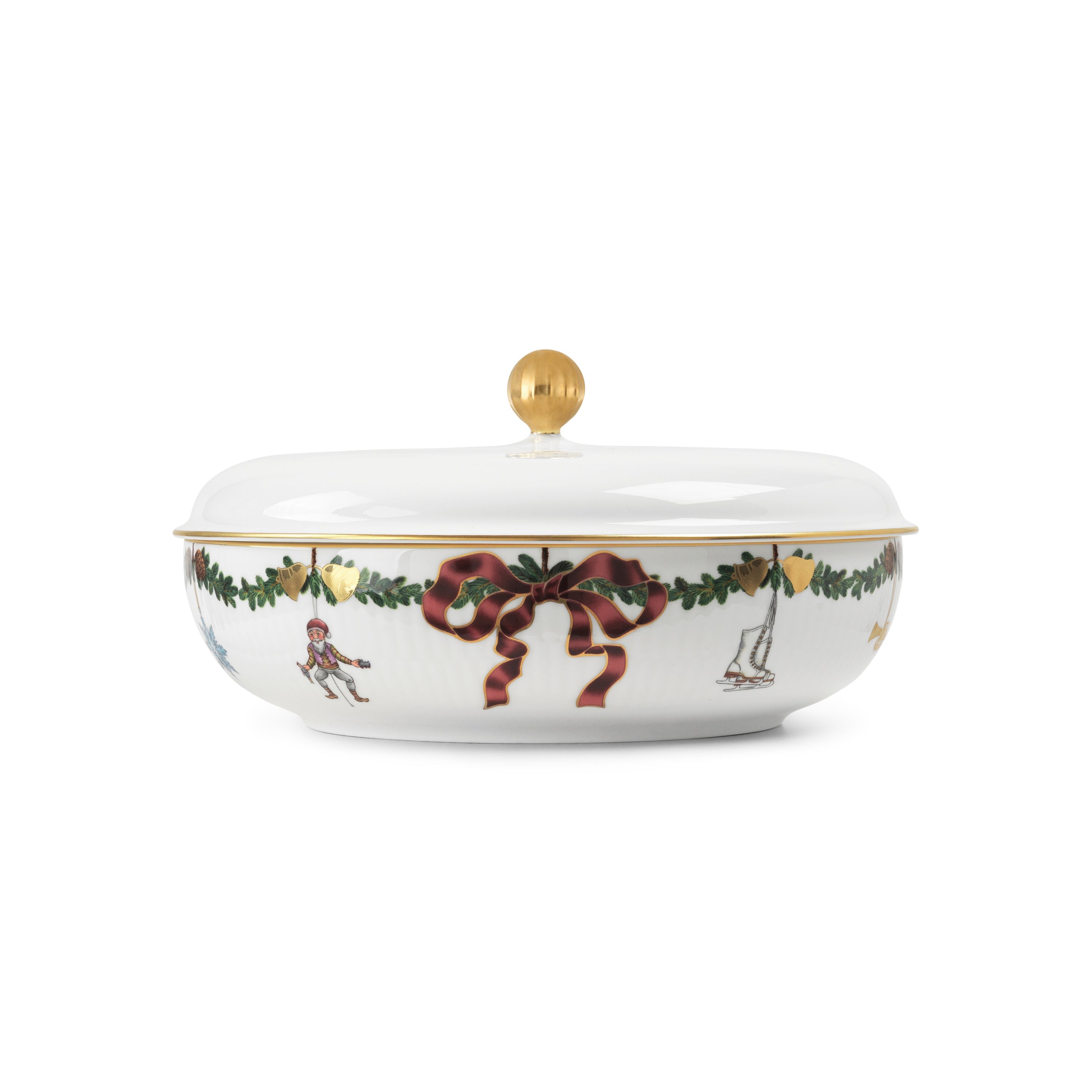 Royal Copenhagen Star Flued Christmas Serving Bowl avec couvercle, 21 cm