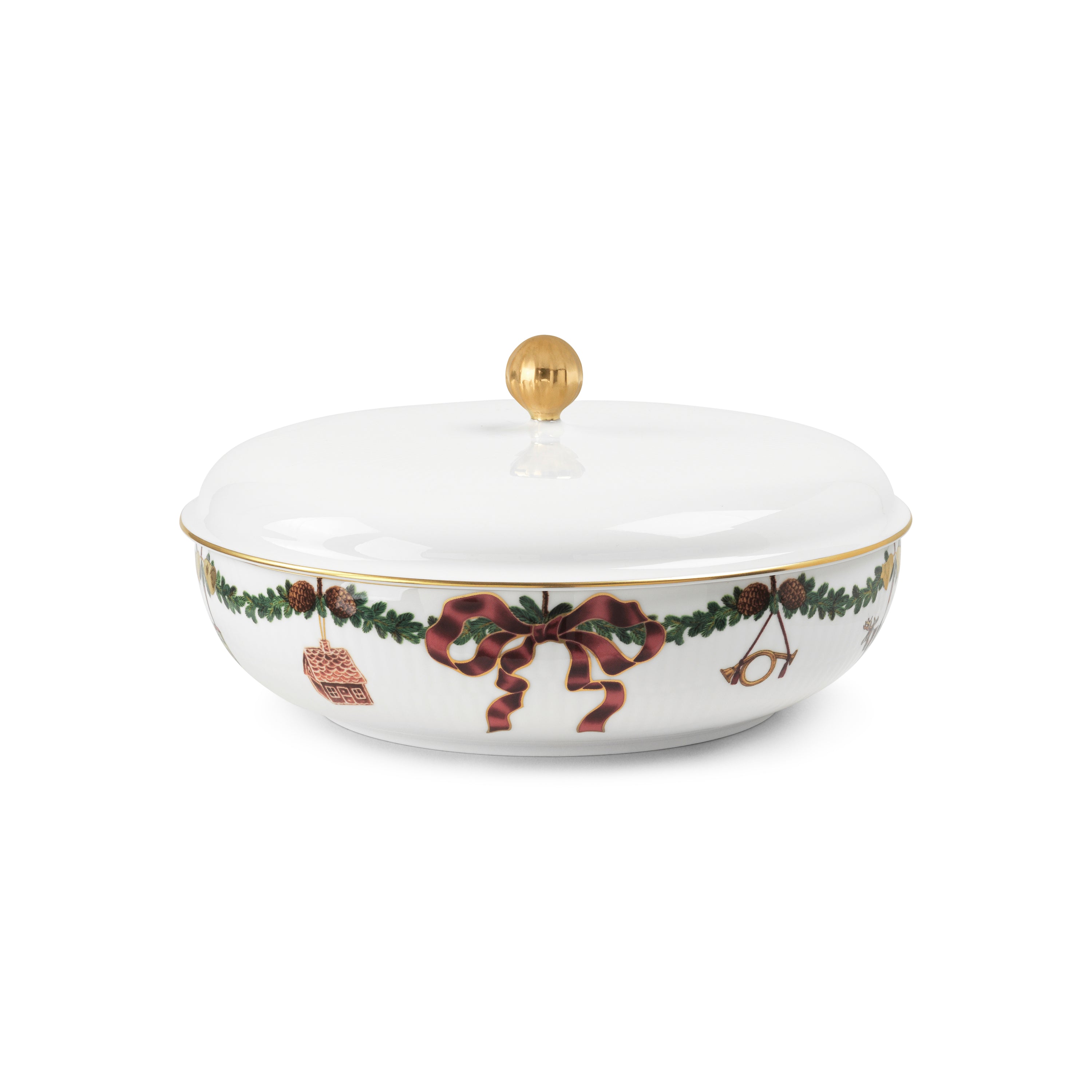 Royal Copenhagen Star Fluled Christmas Berging Bowl með loki, 21 cm