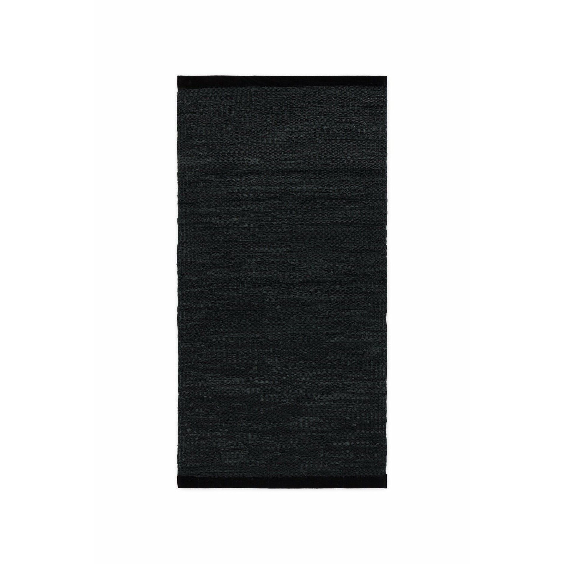Rug Solid Nahkamato musta, 170 x 240 cm