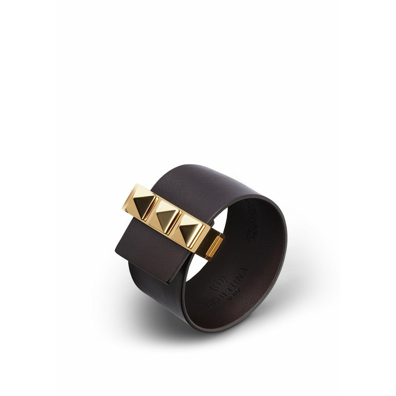 Skultuna Clasp Rivets Thin Bracelet Gold Plated 38 Mm L 17 & 18 Cm, Brown