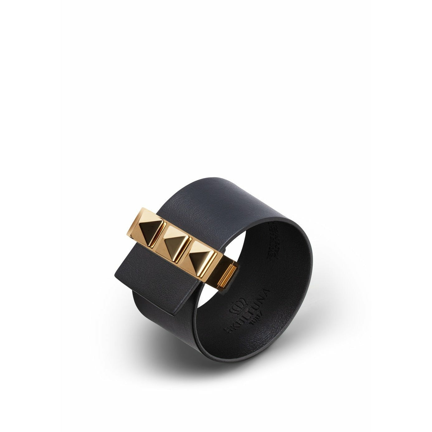 Skultuna Clasp Rivets Thin Bracelet Gold Plated 38 Mm L 17 & 18 Cm, Black