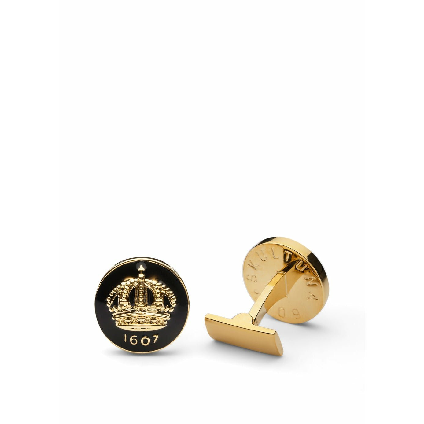 Skultuna Crown Gold Cufflink Ø1,7 cm, barok sort