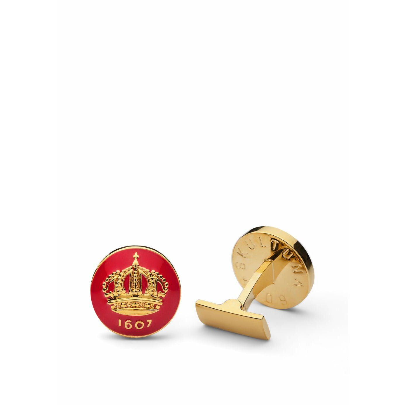 Skultuna Crown Gold Gufflink Ø1,7 cm, rosso italiano